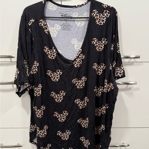 Disney Women's Black Top with Brown Pattern